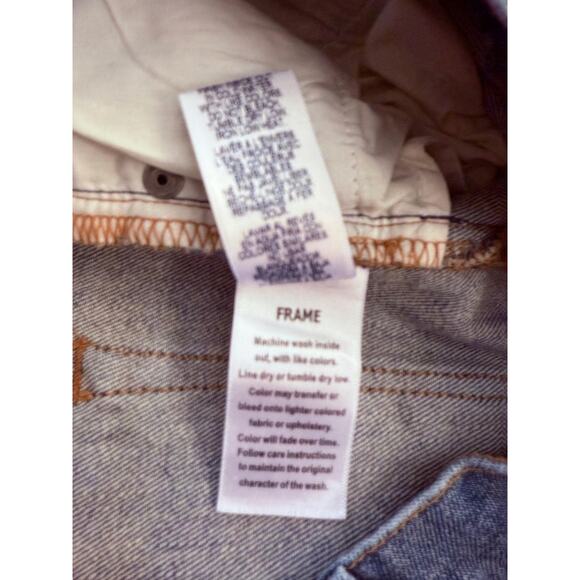 Frame Denim Shorts Women's Sz 31 Blue Shiloh Distressed Cut Off Raw Hem Made USA - Picture 8 of 9